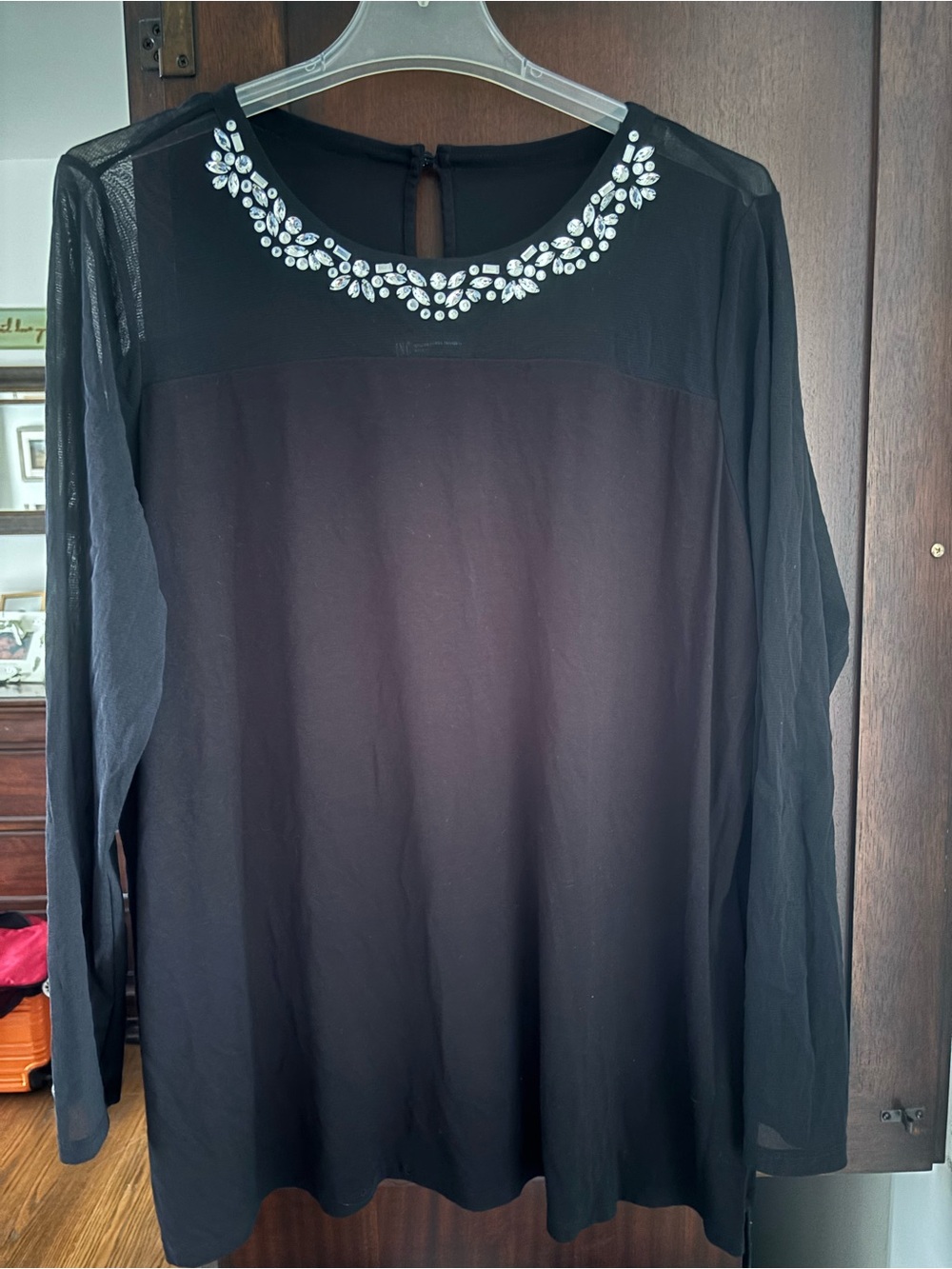 Embellished Black Long-Sleeve Women’s Top
